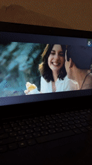 Romantic video content observed on laptop screen in Saint Petersburg
