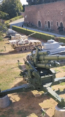 Outdoor military hardware on display at Belgrade Fortress