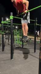 Nighttime outdoor fitness session documented in Bar, Montenegro