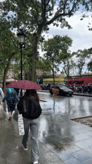 Rainy day street life and architecture documented in Barcelona