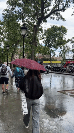 Rainy day street life and architecture documented in Barcelona
