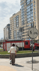 Morning rain, emergency response captured across Tyumen streets