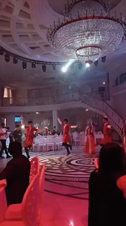 Traditional dancers perform in ornate Baku venue
