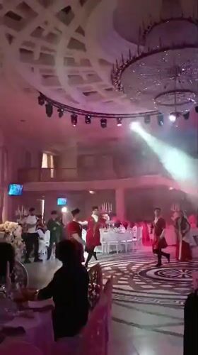 Traditional dancers perform in ornate Baku venue