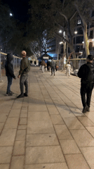 Nighttime street activity recorded near Barcelona construction zone
