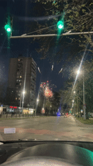 Evening scenes captured in Plovdiv: fireworks and vehicle traffic