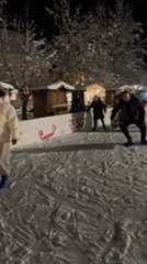 Evening ice skating gathering draws crowds in Kolašin, Montenegro