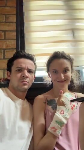 Couple's morning selfies and street scene documented in Tashkent