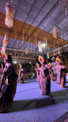Traditional Balinese dancers perform in full ceremonial costume, Tegallalang