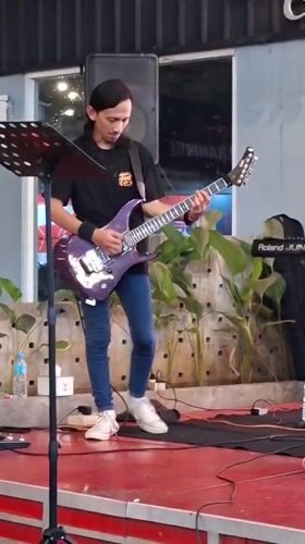 Live band performs at carwash coffee shop in Indonesia