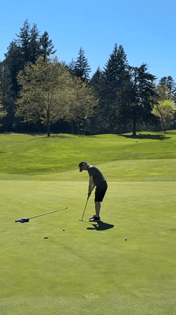 Golfer plays round as geese visit Bowen Island course