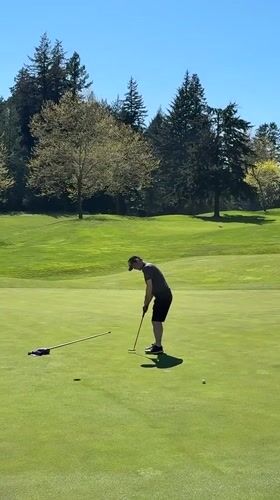 Golfer plays round as geese visit Bowen Island course