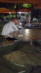 Scattered banknotes and a street crossing outside a Krasnodar McDonald's