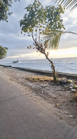 Peaceful coastal sunset captured at Nusa Penida seawall