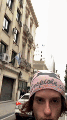 Person in pink beanie spotted on Buenos Aires street