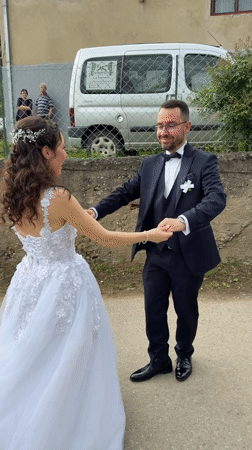 Wedding celebration with traditional dancing in rural Serbia