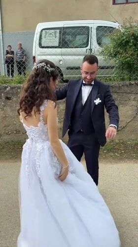 Wedding celebration with traditional dancing in rural Serbia