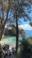 Morning beach activity observed at Peguera cove, Spain