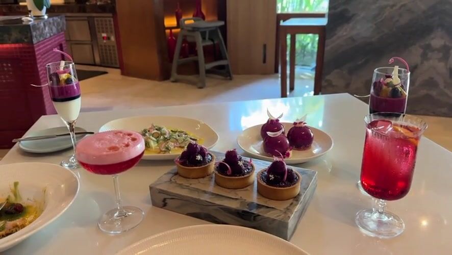 Gourmet dessert and cocktail spread at a Kuta Selatan restaurant