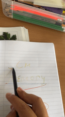 Person writes "MEMORY" in notebook, ends with "#Guilty" message
