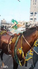 Ceremonial horseback procession with traditional costumes observed in Lagos