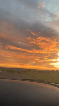 Motorist captures vivid sunset colors while driving near Karnobat