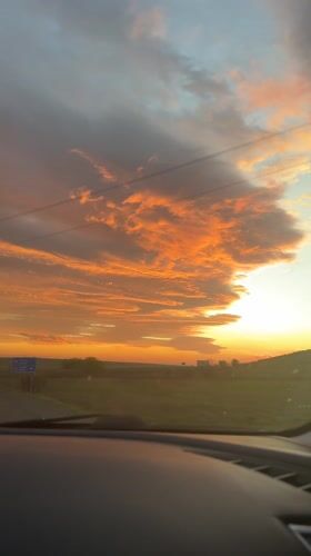 Motorist captures vivid sunset colors while driving near Karnobat