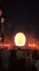 Glowing circular structure draws a crowd in Budva at night