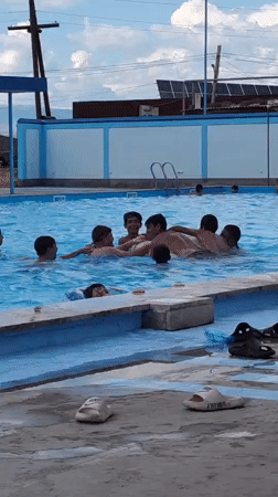 Pool day in Voskehat turns playful