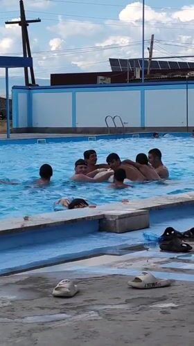 Pool day in Voskehat turns playful