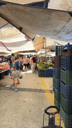 Afternoon shopping activity at busy Fethiye Turkey produce market