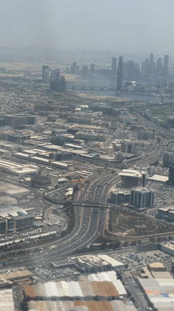 Aerial view captures Dubai skyline from passenger aircraft
