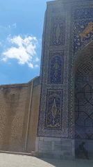 Ornate mosaic tilework documented at Uzbekistan historical site