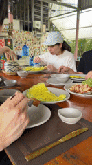 Diners gather at casual restaurant in Binh Duc, Vietnam
