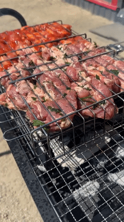 Early morning barbecue session documented in Blagoveshchensk, Russia
