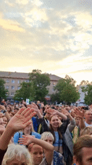 Music festival with rainbow backdrop draws crowds in Chaikovsky, Russia