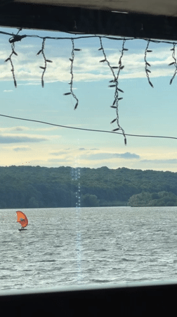 Summer afternoon leisure activities at Ternopil Lake, Ukraine