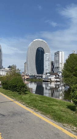 Batumi cityscape captured featuring prominent Courtyard hotel skyscraper