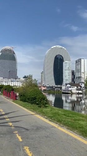 Batumi cityscape captured featuring prominent Courtyard hotel skyscraper