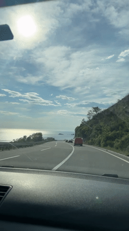Traffic flows along Montenegro's coastal highway near Adriatic Sea