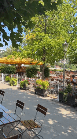 Sunny afternoon drinks and Elbe river scenes at Schillergarten, Dresden