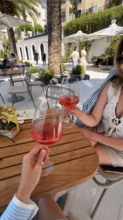 Morning rosé toast captured at Tivat cafe