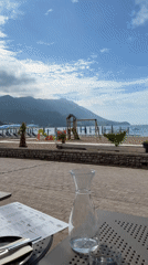 Morning dining and selfies at Montenegro beach restaurant