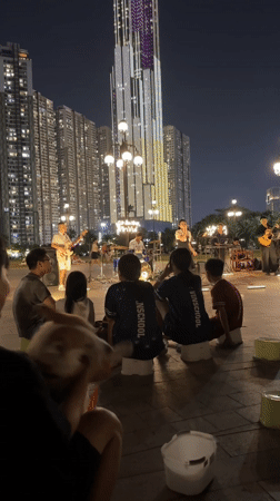 Small outdoor band concert draws local audience in Vietnam