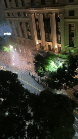 Buenos Aires witnesses nighttime banner protest and indoor basketball