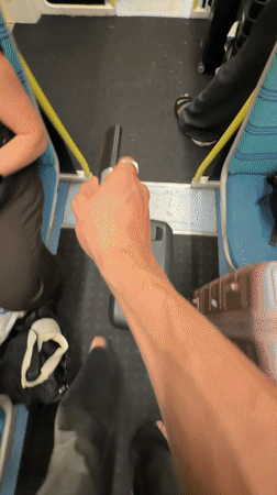 Inside a commuter train carriage in Surrey, UK