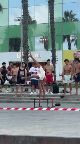 Calisthenics and city life along Barcelona's sunny waterfront