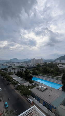 Morning cityscape observed from balcony in Nha Trang, Vietnam