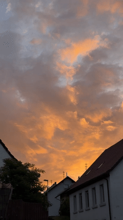 Sunset captured across rural German village of Gangloff