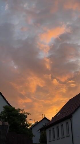Sunset captured across rural German village of Gangloff